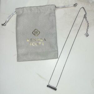 Kendra Scott Silver Leanor Dark Gray Sliding Bar Quartz Necklace